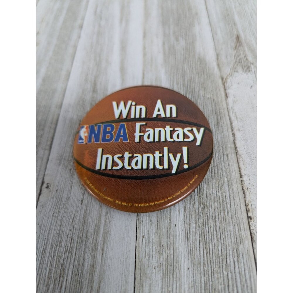 Vintage NBA Fantasy Basketball Pinback Button Pin